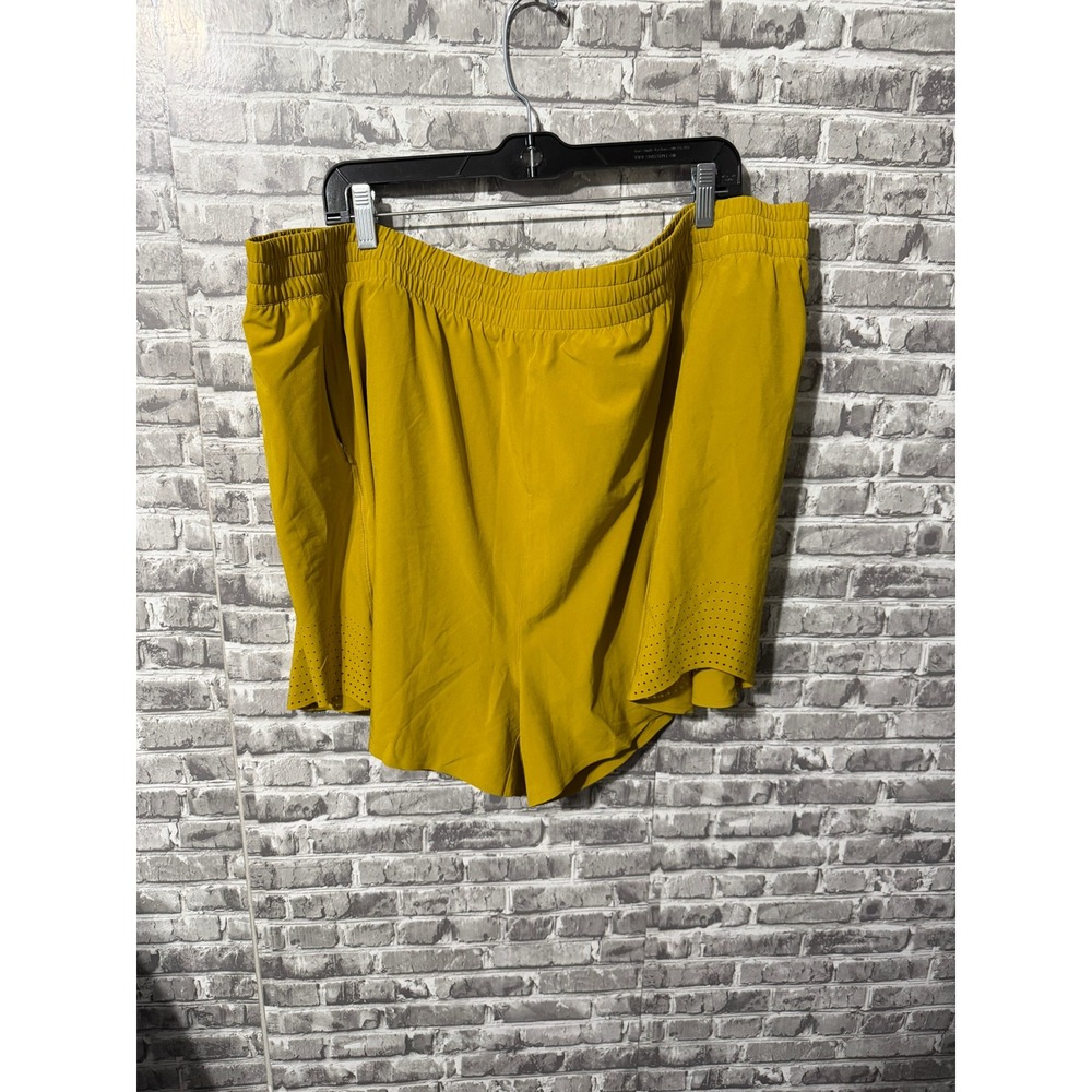 Athleta Hustle 3" Running Shorts Mustard Yellow Plus Size 3X Laser Cut Pocket